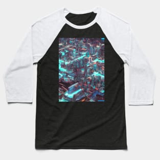 Cool Japanese Neon Cyber City Baseball T-Shirt